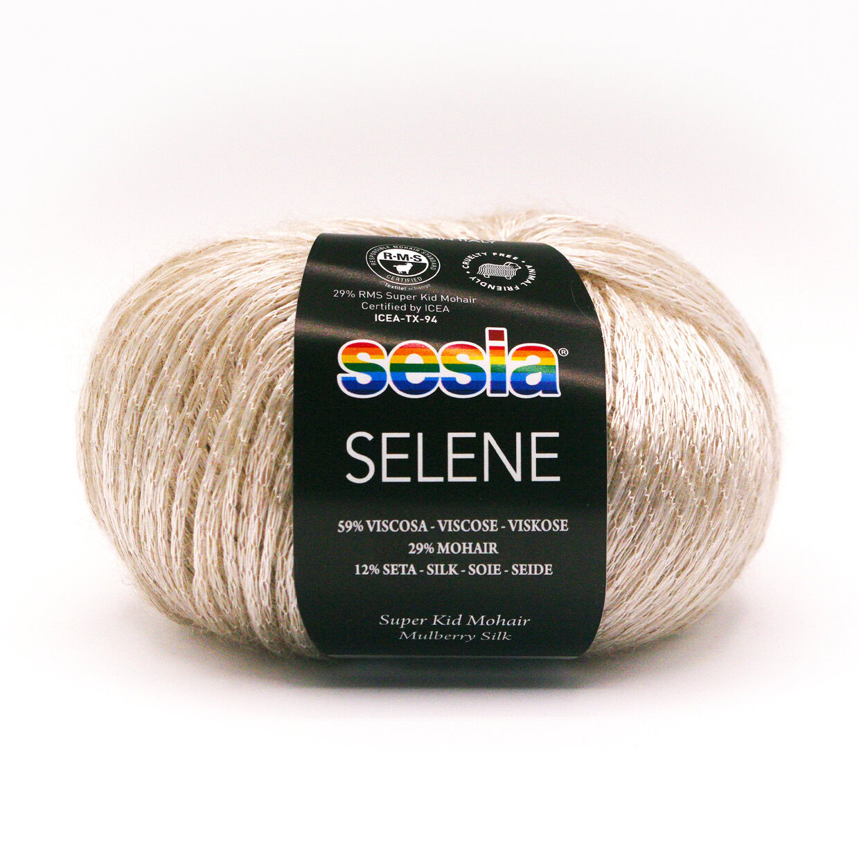 Sesia Selene 246 - bol crème viscose mohair zijde garen, glanzend en verfijnd met een lumineuze, luxueuze uitstraling